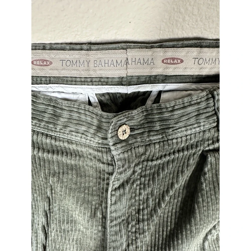 Tommy Bahama Relax Corduroy Pants Mens 34 Olive Green Pleated 34x32